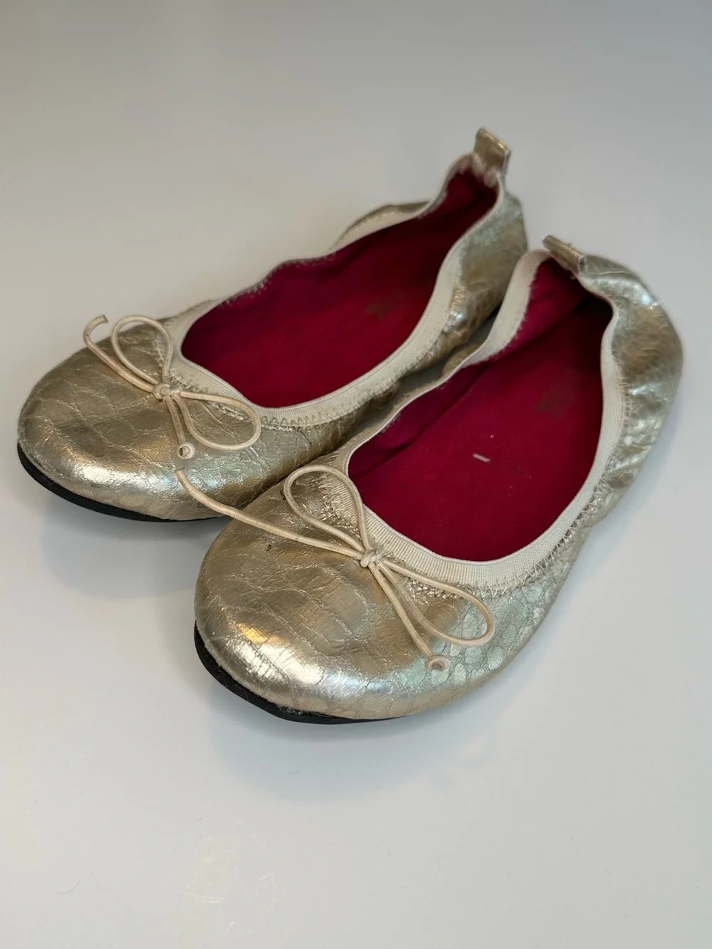 Kenneth Cole Reaction Metallic Gold Ballet Flats Girls Size 1 1/2
